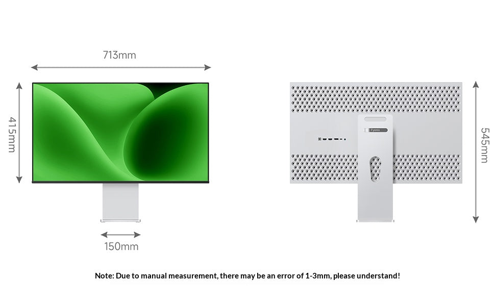 Fyonix 32 Inch 4K Monitor UHD 3840×2160 120Hz IPS Black Panel, USB-C 65W, HDMI 2.1 & DP 1.4, 96% DCI-P3, ΔE≤2, Height-Adjustable & Pivot Stand — for Creators & Gamers