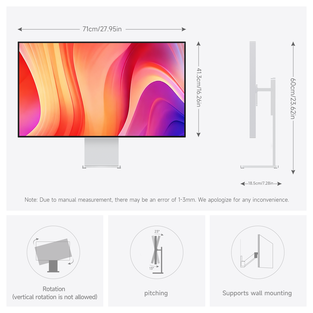 Fyonix 32 Inch 4K Monitor UHD 3840×2160 120Hz IPS Black Panel, USB-C 65W, HDMI 2.1 & DP 1.4, 96% DCI-P3, ΔE≤2, Height-Adjustable & Pivot Stand — for Creators & Gamers