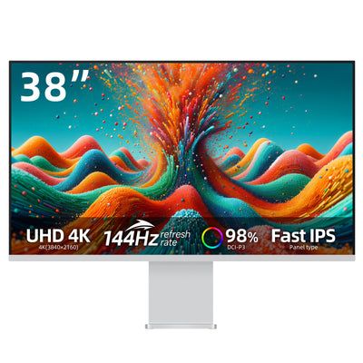 Fyonix 38 Inch 4K Monitor UHD 3840×2160 144Hz Fast IPS Panel, USB-C 65W, HDMI  & DP , 98% DCI-P3, ΔE≤2, Height-Adjustable & Pivot Stand — for Creators & Designers
