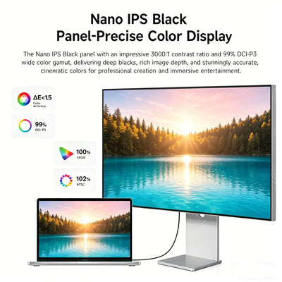 Fyniox 27" 4K UHD 144Hz gaming monitor, Nano IPS Black Panel, 99% DCI-P3, 1ms, USB-C 65W, HDMI 2.1, Height-Adjustable Aluminum Stand