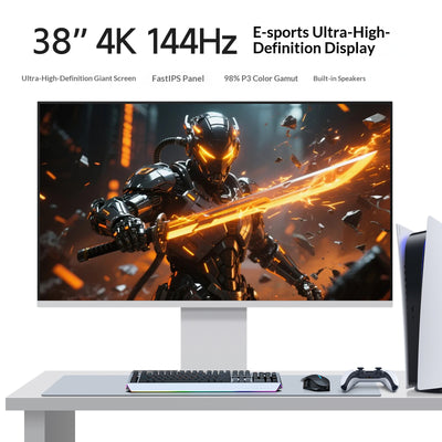 Fyonix 38 Inch 4K Monitor UHD 3840×2160 144Hz Fast IPS Panel, USB-C 65W, HDMI  & DP , 98% DCI-P3, ΔE≤2, Height-Adjustable & Pivot Stand — for Creators & Designers